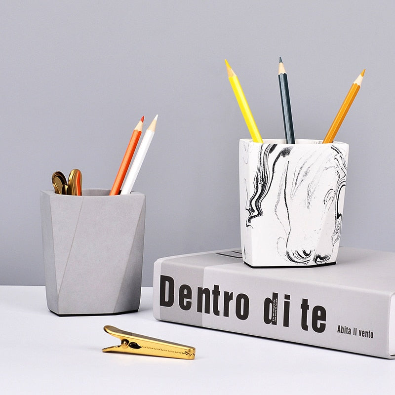 Creative Cement Pen Holder FOR DESK Eyebrow Makeup Brushes Tools Cup Holder Case Office Desk Pen Holder Decoration Desk Accessories