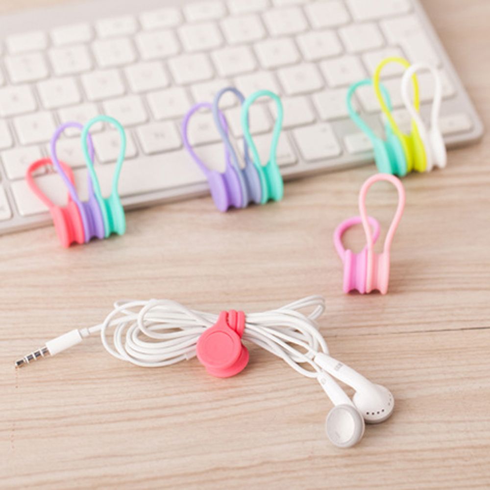 3pcs/pack Cute Magnet Earphone Cable Holder Clips Korean Kawaii Stationary Cord Winder Organizer Desk Accessory Desk Office Set