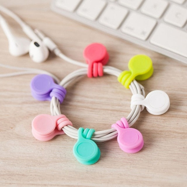 3pcs/pack Cute Magnet Earphone Cable Holder Clips Korean Kawaii Stationary Cord Winder Organizer Desk Accessory Desk Office Set