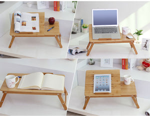 Actionclub Portable Folding Bamboo Laptop Table Sofa Bed Office Laptop Stand Desk With Fan Bed Table For Computer Notebook Books