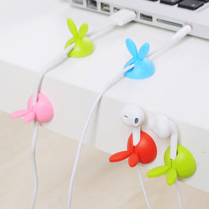 4pcs Winder Wrap Cord Cable Storage Desk Set Rabbit Shaped Wire Clip Organizer Space Saving Desk Accessories Office Supplies