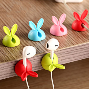 4pcs Winder Wrap Cord Cable Storage Desk Set Rabbit Shaped Wire Clip Organizer Space Saving Desk Accessories Office Supplies