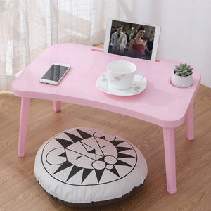 Folding Laptop Table Notebook Desk Breakfast Serving Bed Trays Adjustable Foldable with Flip Top and Legs Computer Desk Stand