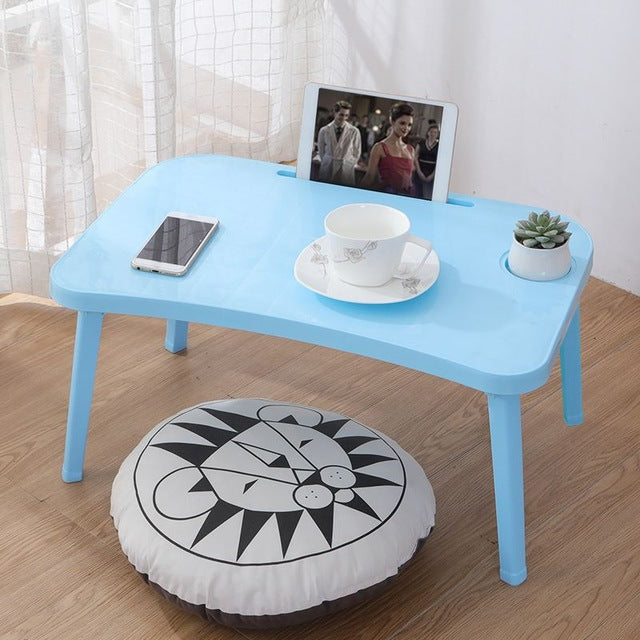 Folding Laptop Table Notebook Desk Breakfast Serving Bed Trays Adjustable Foldable with Flip Top and Legs Computer Desk Stand