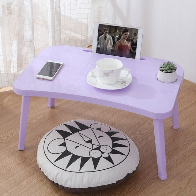 Folding Laptop Table Notebook Desk Breakfast Serving Bed Trays Adjustable Foldable with Flip Top and Legs Computer Desk Stand