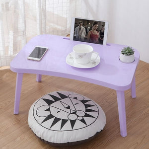 Folding Laptop Table Notebook Desk Breakfast Serving Bed Trays Adjustable Foldable with Flip Top and Legs Computer Desk Stand