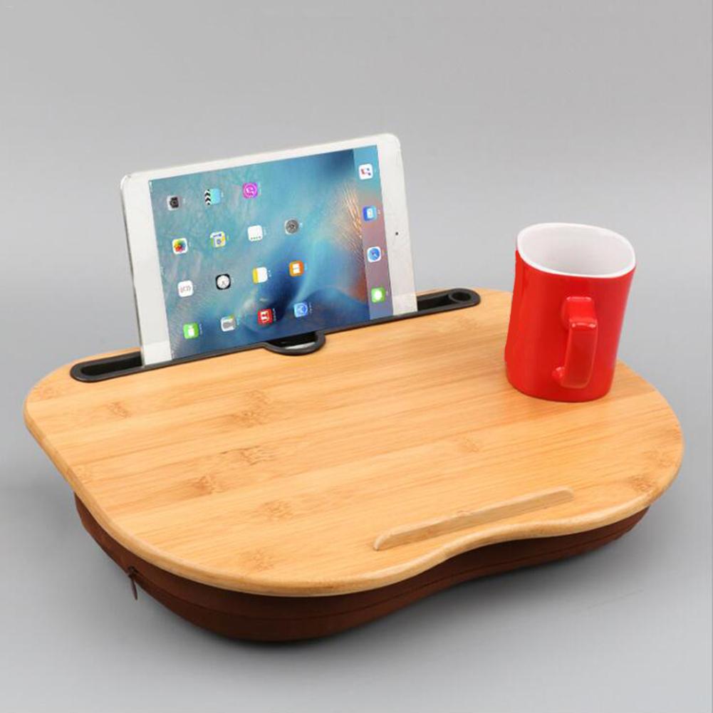 Portable Bamboo Laptop Table Pillow Lap Desk Bookshelf Tray Tablet Stand Handy Learning Desk Holder For Bed Notebook Outdoor