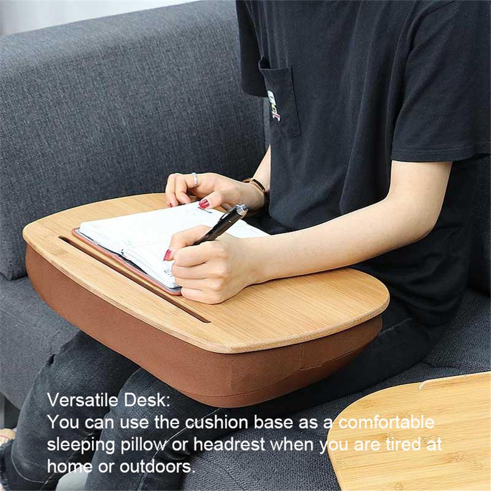 Portable Bamboo Laptop Table Pillow Lap Desk Bookshelf Tray Tablet Stand Handy Learning Desk Holder For Bed Notebook Outdoor