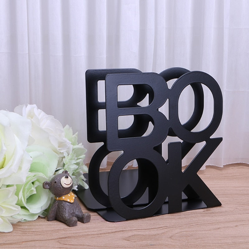Alphabet Shaped Metal Bookends Iron Support Holder Desk Stands For Books   LX9A