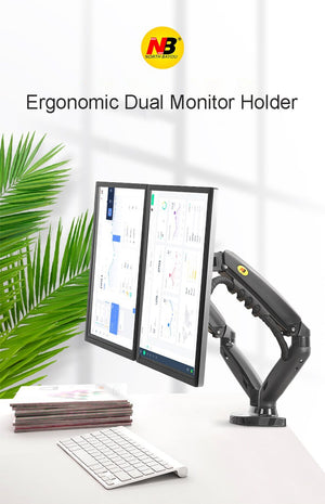 New NB F160 Gas Spring Desktop 17"-27" Dual Monitor Holder Arm With 2 USB3.0 Monitor Mount Bracket Load 2-9 kg each Arm