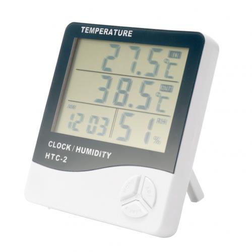 Mini Home Digital Temperature Humidity Meter Indoor Outdoor Hygrometer Thermometer Gauge Weather Station with Clock -50°-70°