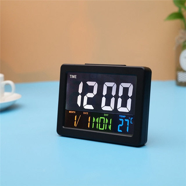 Voice Control LED Digital Alarm Clock USB Charging LCD Desk Display Thermometer Calendar Alarm Clock Night Light Home Decor