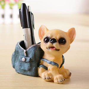 1 Pc of Random Type Resin Lovely Dog-Shaped Pen Holder for School Stationery & Office Supply
