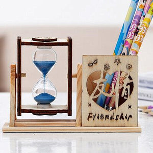 New Design 3D Diy Hourglass Ornament Sand Clock Decoration Kids Jewelry Toy Office Supplies Wood Brush Pot Panda Eiffel Tower