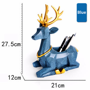 Kawaii Cartoon Deer Pen Holder FOR DESK Resin Creative Office Desk Accessories Organizer Stationery Cute Decoration Holder Pencils Gift