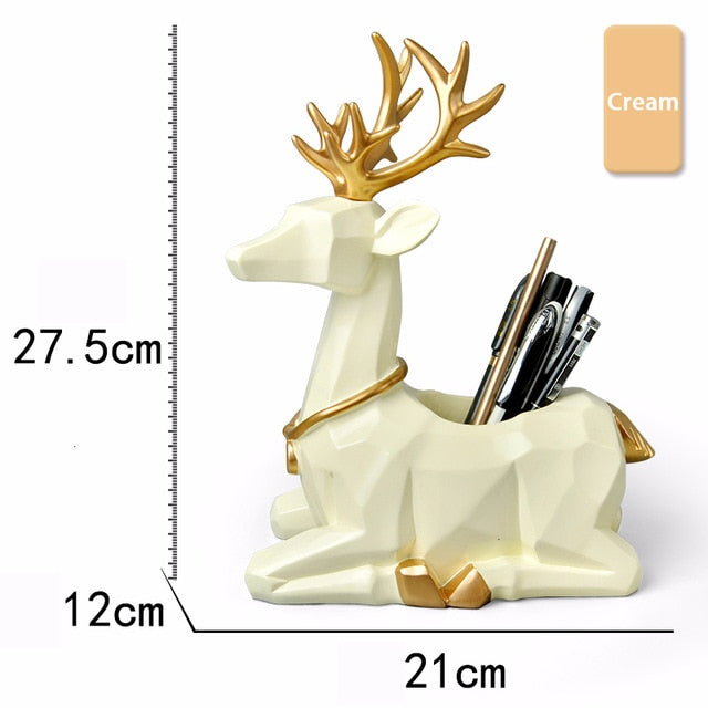 Kawaii Cartoon Deer Pen Holder FOR DESK Resin Creative Office Desk Accessories Organizer Stationery Cute Decoration Holder Pencils Gift