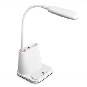 Rechargeable Led Desk Lamp,Table Dimmable Light with Pen Holder Gooseneck Student Kids Desk Lamps for Reading Working with Fan