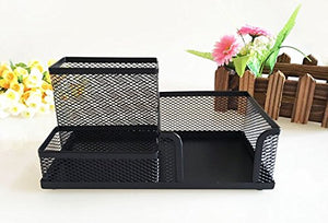 Mesh Desk Organizer Office Supplies Caddy Combination Pen Holder Card Case Organizer Storage Box Black