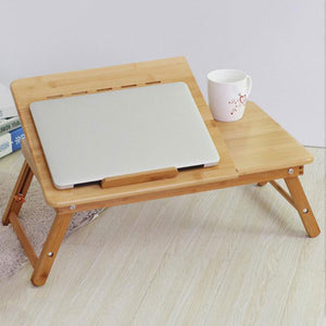 Actionclub Portable Folding Bamboo Laptop Table Sofa Bed Office Laptop Stand Desk With Fan Bed Table For Computer Notebook Books