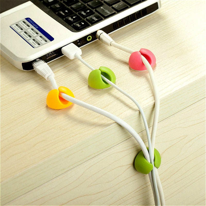 5Pcs Solid Desk Set Wire Clip Organizer Office Accessories Bobbin Winder Wrap Cord Cable Manager for Mouse USB Keyboard Lines