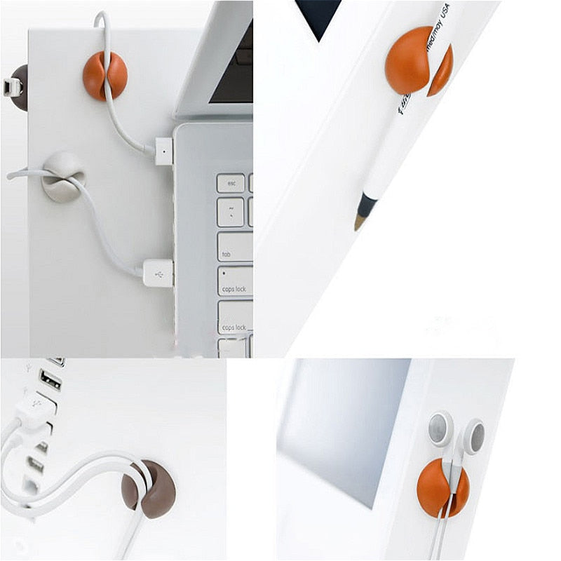 5Pcs Solid Desk Set Wire Clip Organizer Office Accessories Bobbin Winder Wrap Cord Cable Manager for Mouse USB Keyboard Lines