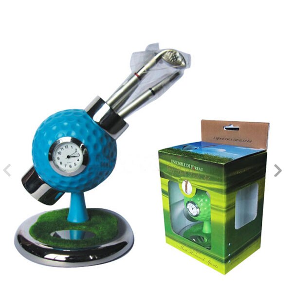 personalized golf ball design desktop golf pen and pen holder golf watch gift with mini club pen