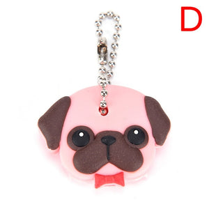 Silicone Key Ring Cap Case Lovely Animals Head Shape Keychain Shell Cat Hamster Pug Dog  Desk Sets School Stationery