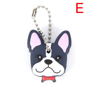 Silicone Key Ring Cap Case Lovely Animals Head Shape Keychain Shell Cat Hamster Pug Dog  Desk Sets School Stationery