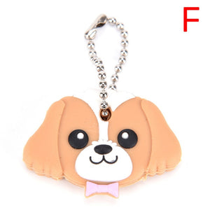 Silicone Key Ring Cap Case Lovely Animals Head Shape Keychain Shell Cat Hamster Pug Dog  Desk Sets School Stationery