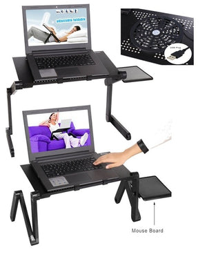 Adjustable Aluminum Laptop Desk Ergonomic Portable TV Bed Lapdesk Tray PC Table Stand Notebook Table Desk Stand With Mouse Pad